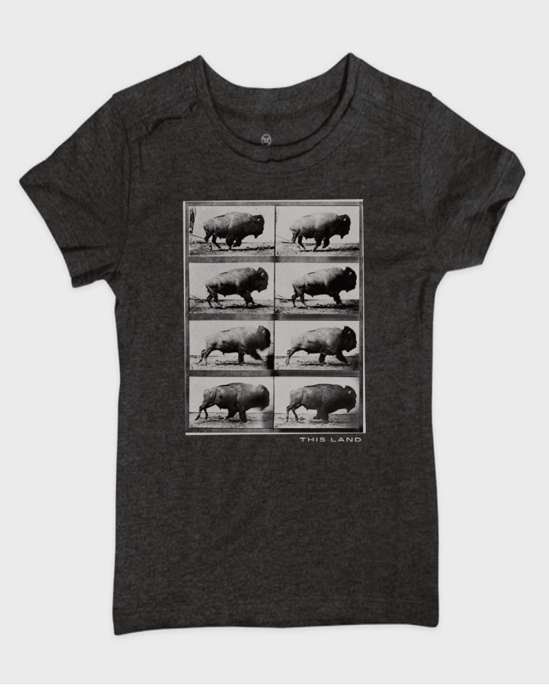 Youth Running Bison T-Shirt - Vintage Black