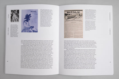 Open book with text and images on a gray background