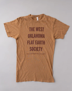 West Oklahoma Flat Earth Society T-Shirt - Camel Brown