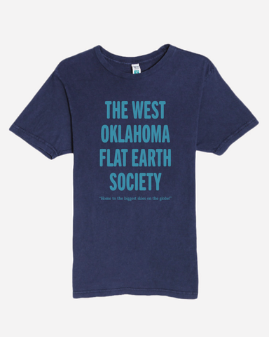 West Oklahoma Flat Earth Society T-Shirt - Washed Blue
